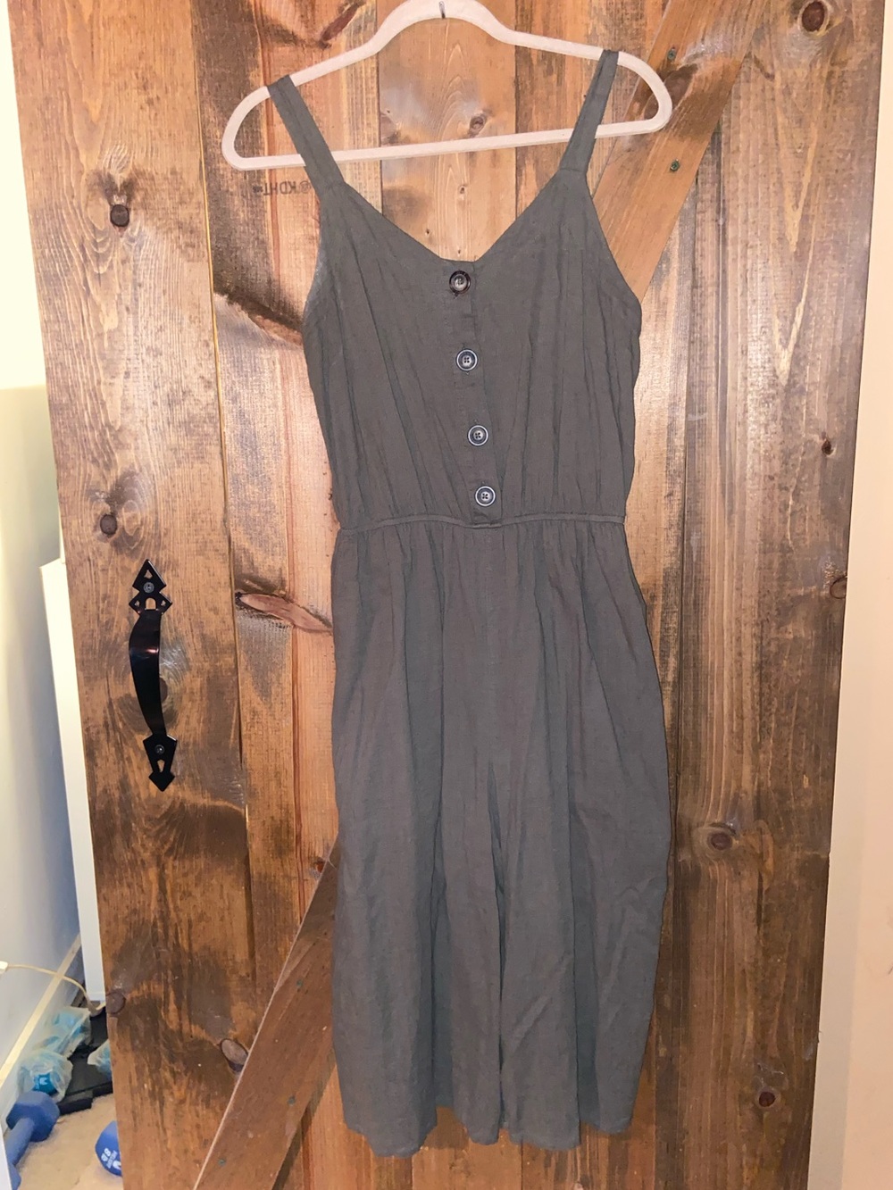 Universal Thread Olive Green Button-Front Midi Jumpsuit